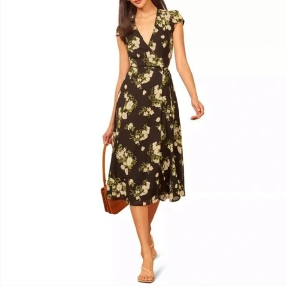 NWT Reformation Carina Wrap Dress In Celeste Size M #762 - Picture 4 of 12